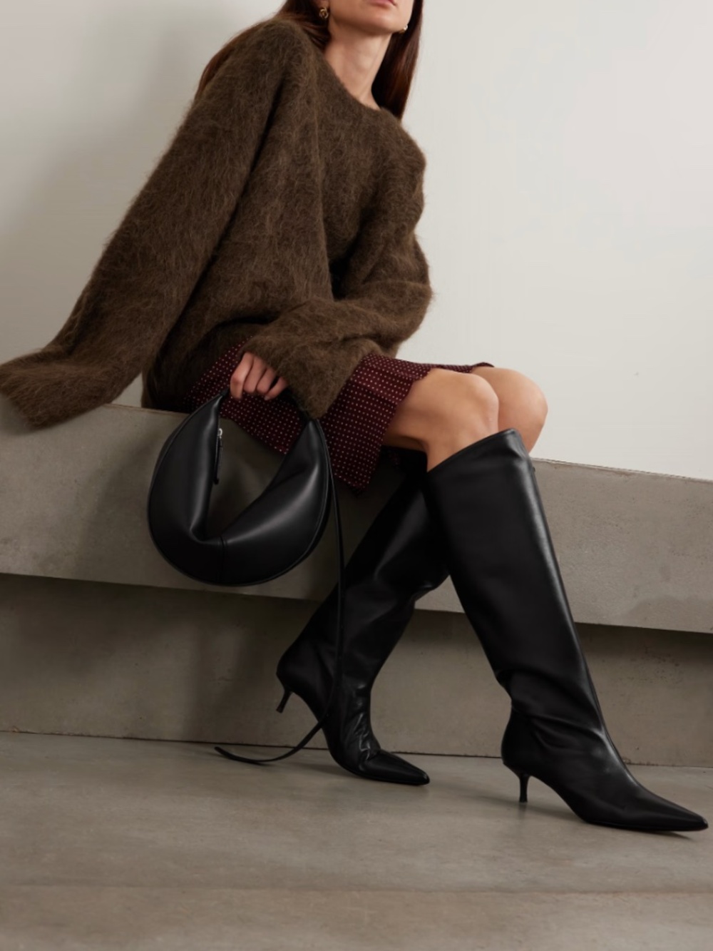 STAUD Sebastian Leather Knee Boots Black with dust bag